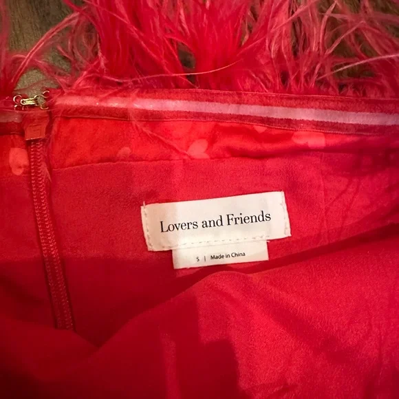 Lovers + Friends Maisey Ostrich Feather Strapless Mini Dress Size Small Pink - Picture 3 of 3